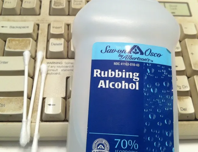 Get rid of germs by using alcohol to clean the keycaps