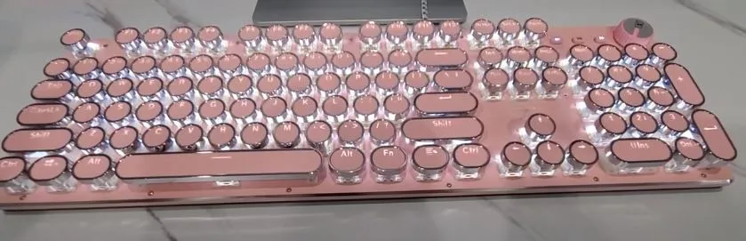 Steampunk Retro Pink Mechanical Keyboard