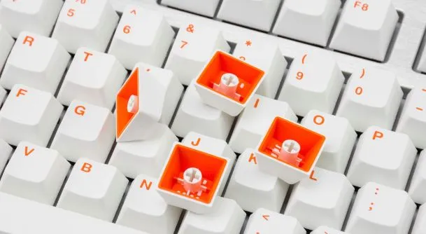 Mistel Orange on White Doubleshot PBT Keycaps