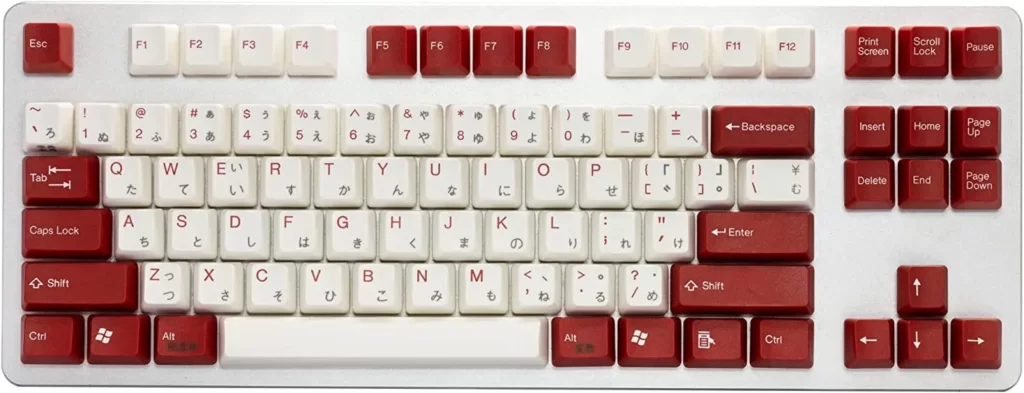 TAI HAO Red and White US LayoutJapanese Characters OEM Profile Double Shot ABS keycaps