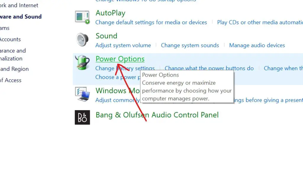 Step 3: Choose 'Power Options' from the available selections.